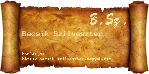 Bacsik Szilveszter névjegykártya